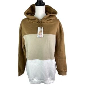 Pretty Garden Sweatshirt Womens XL Color Block Hoodie Sweatshirt